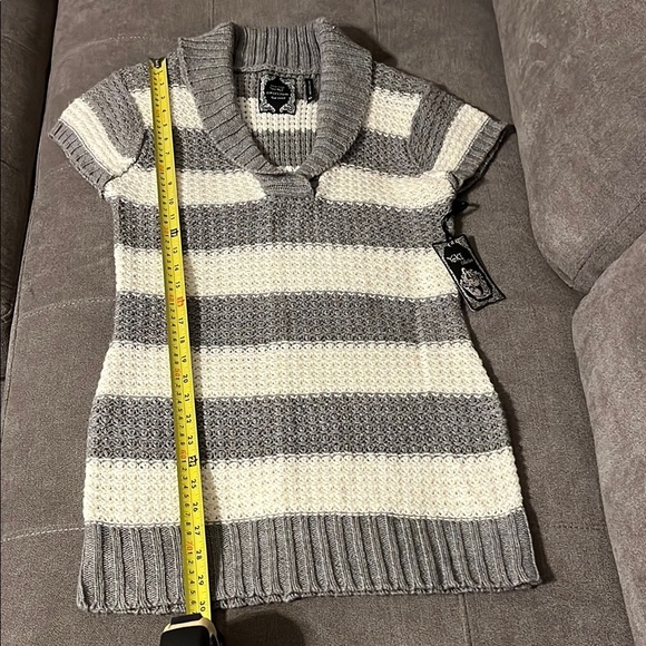 Yoki Gray and Cream Cowl Neck Sweater - Picture 3 of 7